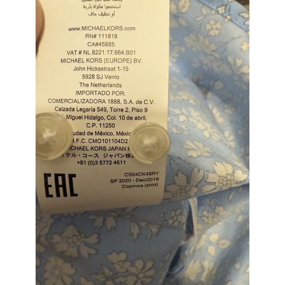 Michael Kors Blue/White Liberty Fabric Spring 1 Floral Print Shirt, X-Large NWT - Picture 5 of 9